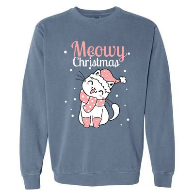 Meowy Catmas Meowy Xmas Winter Holidays Reindeer Cat Lovers Garment-Dyed Sweatshirt