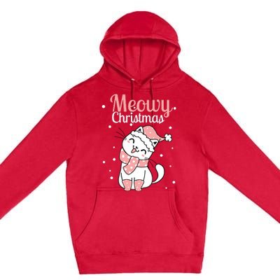 Meowy Catmas Meowy Xmas Winter Holidays Reindeer Cat Lovers Premium Pullover Hoodie