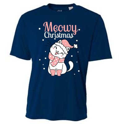 Meowy Catmas Meowy Xmas Winter Holidays Reindeer Cat Lovers Cooling Performance Crew T-Shirt