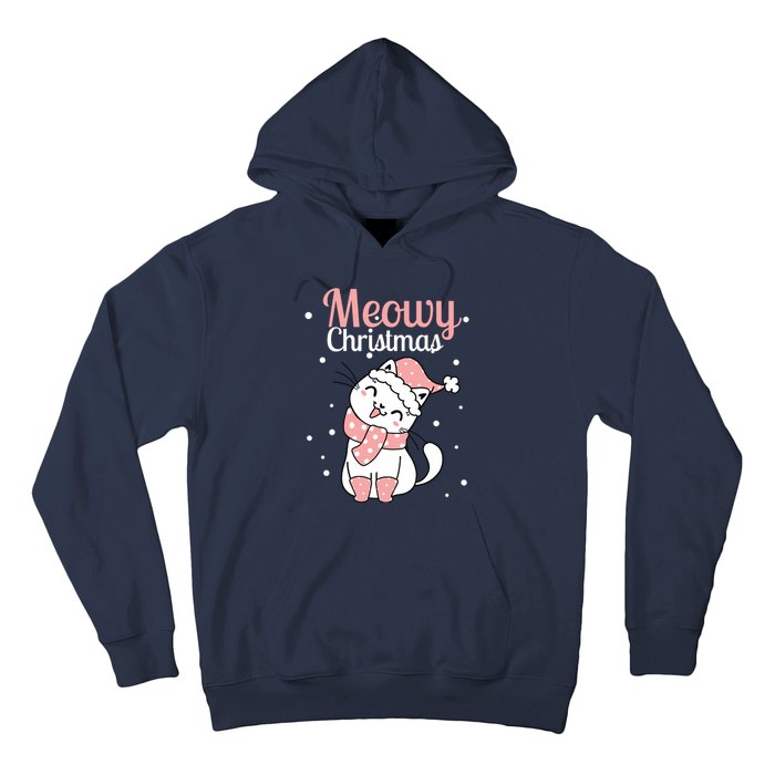 Meowy Catmas Meowy Xmas Winter Holidays Reindeer Cat Lovers Hoodie