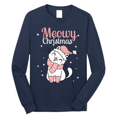 Meowy Catmas Meowy Xmas Winter Holidays Reindeer Cat Lovers Long Sleeve Shirt