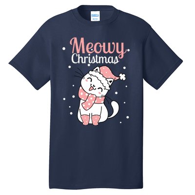 Meowy Catmas Meowy Xmas Winter Holidays Reindeer Cat Lovers Tall T-Shirt