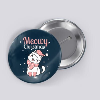 Meowy Catmas Meowy Xmas Winter Holidays Reindeer Cat Lovers Button