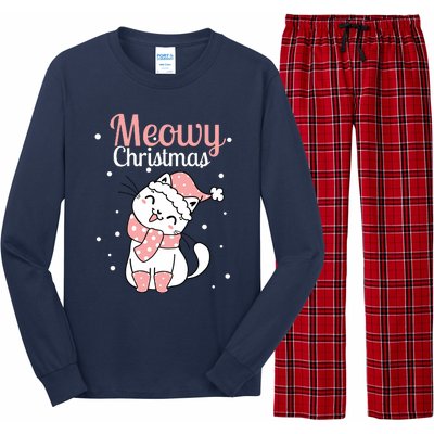 Meowy Catmas Meowy Xmas Winter Holidays Reindeer Cat Lovers Long Sleeve Pajama Set