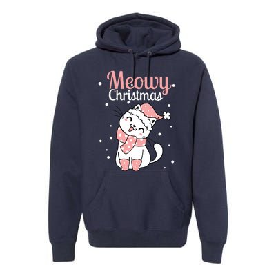 Meowy Catmas Meowy Xmas Winter Holidays Reindeer Cat Lovers Premium Hoodie