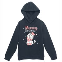 Meowy Catmas Meowy Xmas Winter Holidays Reindeer Cat Lovers Urban Pullover Hoodie