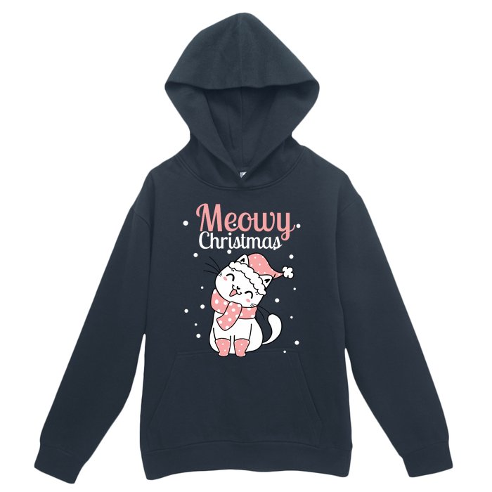 Meowy Catmas Meowy Xmas Winter Holidays Reindeer Cat Lovers Urban Pullover Hoodie