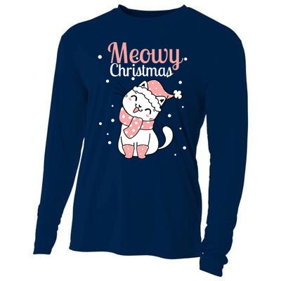 Meowy Catmas Meowy Xmas Winter Holidays Reindeer Cat Lovers Cooling Performance Long Sleeve Crew