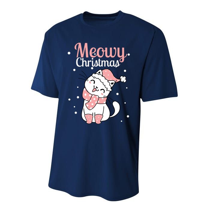 Meowy Catmas Meowy Xmas Winter Holidays Reindeer Cat Lovers Performance Sprint T-Shirt