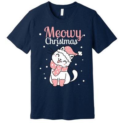 Meowy Catmas Meowy Xmas Winter Holidays Reindeer Cat Lovers Premium T-Shirt