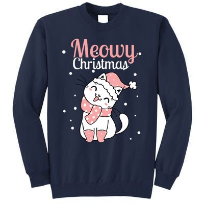 Meowy Catmas Meowy Xmas Winter Holidays Reindeer Cat Lovers Tall Sweatshirt