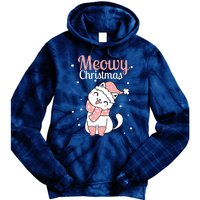 Meowy Catmas Meowy Xmas Winter Holidays Reindeer Cat Lovers Tie Dye Hoodie