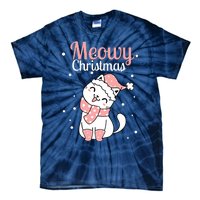 Meowy Catmas Meowy Xmas Winter Holidays Reindeer Cat Lovers Tie-Dye T-Shirt