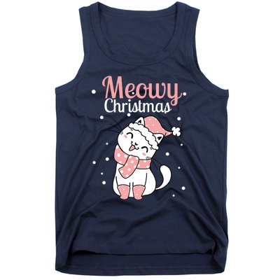 Meowy Catmas Meowy Xmas Winter Holidays Reindeer Cat Lovers Tank Top