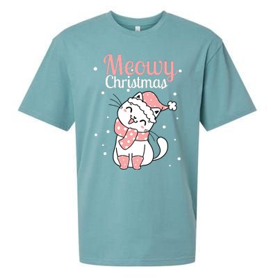 Meowy Catmas Meowy Xmas Winter Holidays Reindeer Cat Lovers Sueded Cloud Jersey T-Shirt