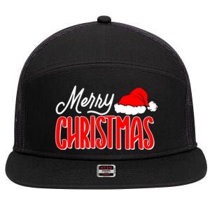 Merry Christmas Matching Family Christmas Santa Hat Pajamas 7 Panel Mesh Trucker Snapback Hat