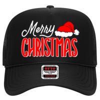 Merry Christmas Matching Family Christmas Santa Hat Pajamas High Crown Mesh Back Trucker Hat