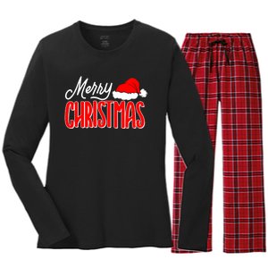 Merry Christmas Matching Family Christmas Santa Hat Pajamas Women's Long Sleeve Flannel Pajama Set 