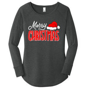 Merry Christmas Matching Family Christmas Santa Hat Pajamas Women's Perfect Tri Tunic Long Sleeve Shirt