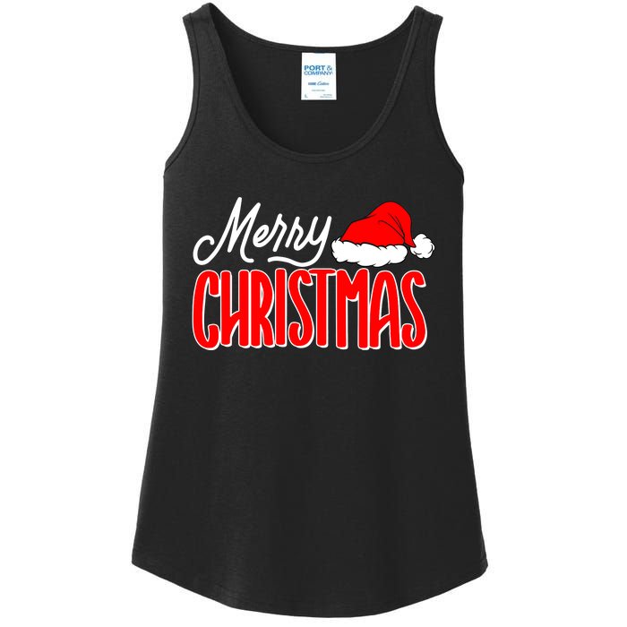 Merry Christmas Matching Family Christmas Santa Hat Pajamas Ladies Essential Tank