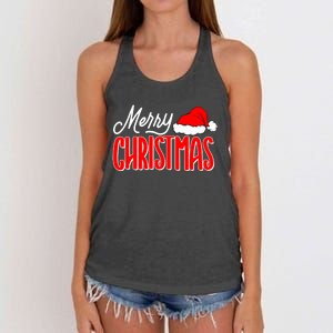 Merry Christmas Matching Family Christmas Santa Hat Pajamas Women's Knotted Racerback Tank