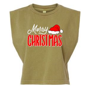 Merry Christmas Matching Family Christmas Santa Hat Pajamas Garment-Dyed Women's Muscle Tee