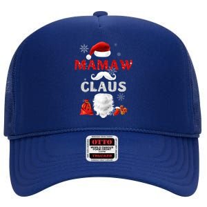 Mamaw Claus Matching Family Christmas Santa Gift High Crown Mesh Back Trucker Hat