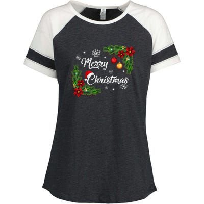 Merry Christmas Enza Ladies Jersey Colorblock Tee