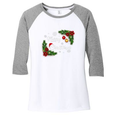 Merry Christmas Women's Tri-Blend 3/4-Sleeve Raglan Shirt