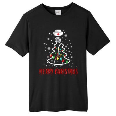 Merry Christmas Nurse Gift Stethoscope Tree Lights Xmas Meaningful Gift Tall Fusion ChromaSoft Performance T-Shirt