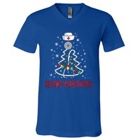 Merry Christmas Nurse Gift Stethoscope Tree Lights Xmas Meaningful Gift V-Neck T-Shirt