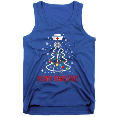 Merry Christmas Nurse Gift Stethoscope Tree Lights Xmas Meaningful Gift Tank Top