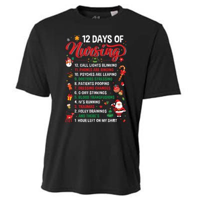 Merry Christmas Nurse Xmas 12 Days Of Nursing Pajamas Women Cooling Performance Crew T-Shirt