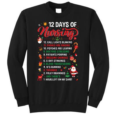 Merry Christmas Nurse Xmas 12 Days Of Nursing Pajamas Women Sweatshirt