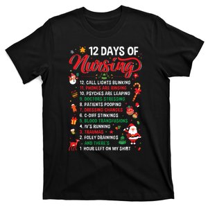 Merry Christmas Nurse Xmas 12 Days Of Nursing Pajamas Women T-Shirt