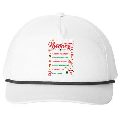 Merry Christmas Nurse Xmas 12 Days Of Nursing Pajamas Women Snapback Five-Panel Rope Hat