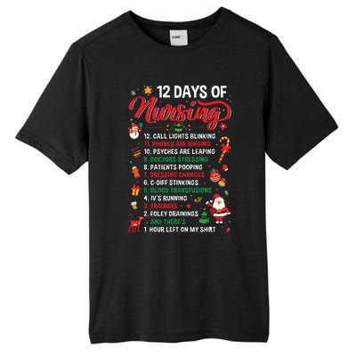 Merry Christmas Nurse Xmas 12 Days Of Nursing Pajamas Women Tall Fusion ChromaSoft Performance T-Shirt