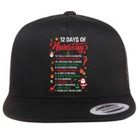 Merry Christmas Nurse Xmas 12 Days Of Nursing Pajamas Women Flat Bill Trucker Hat