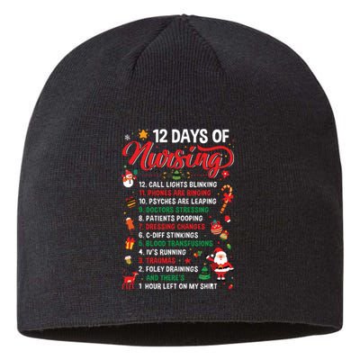 Merry Christmas Nurse Xmas 12 Days Of Nursing Pajamas Women Sustainable Beanie