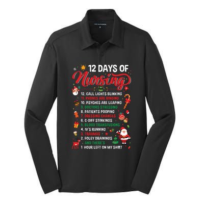 Merry Christmas Nurse Xmas 12 Days Of Nursing Pajamas Women Silk Touch Performance Long Sleeve Polo