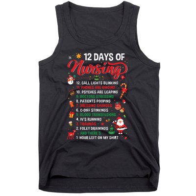 Merry Christmas Nurse Xmas 12 Days Of Nursing Pajamas Women Tank Top