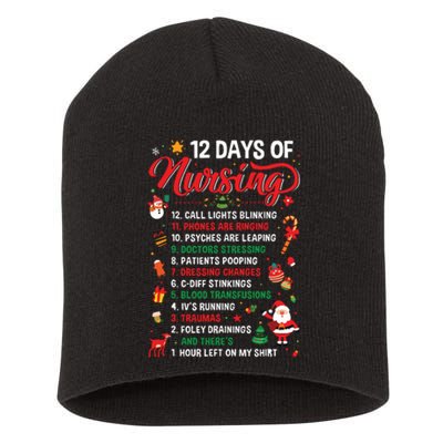 Merry Christmas Nurse Xmas 12 Days Of Nursing Pajamas Women Short Acrylic Beanie