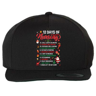 Merry Christmas Nurse Xmas 12 Days Of Nursing Pajamas Women Wool Snapback Cap