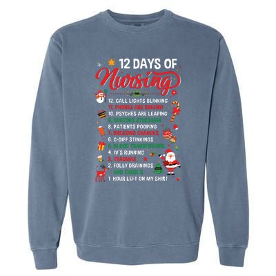 Merry Christmas Nurse Xmas 12 Days Of Nursing Pajamas Women Garment-Dyed Sweatshirt