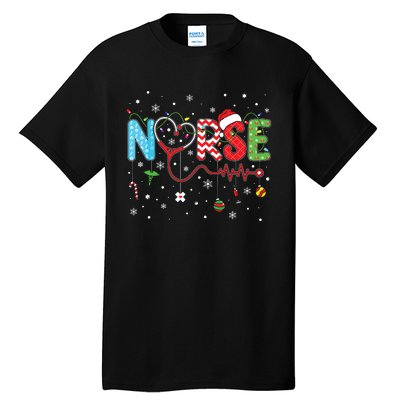 Merry Christmas Nurse Xmas Scrub Nurse Christmas Pattern Tall T-Shirt