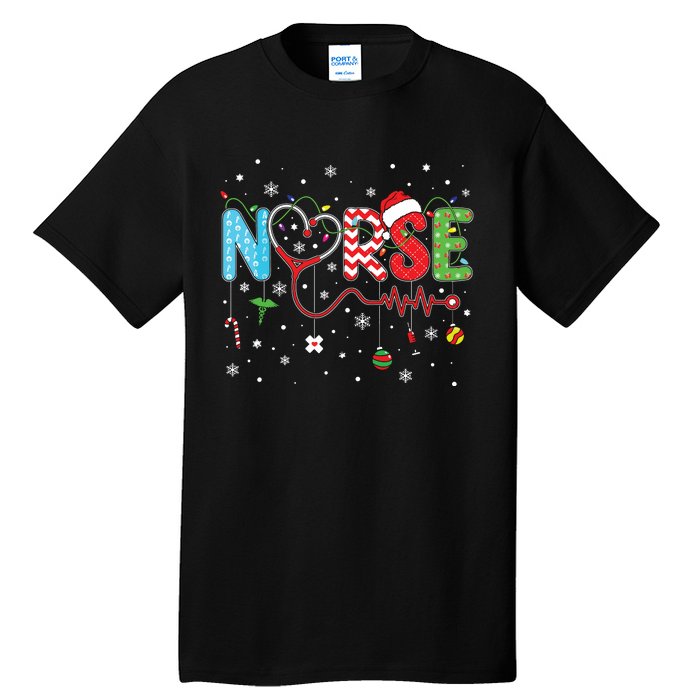 Merry Christmas Nurse Xmas Scrub Nurse Christmas Pattern Tall T-Shirt