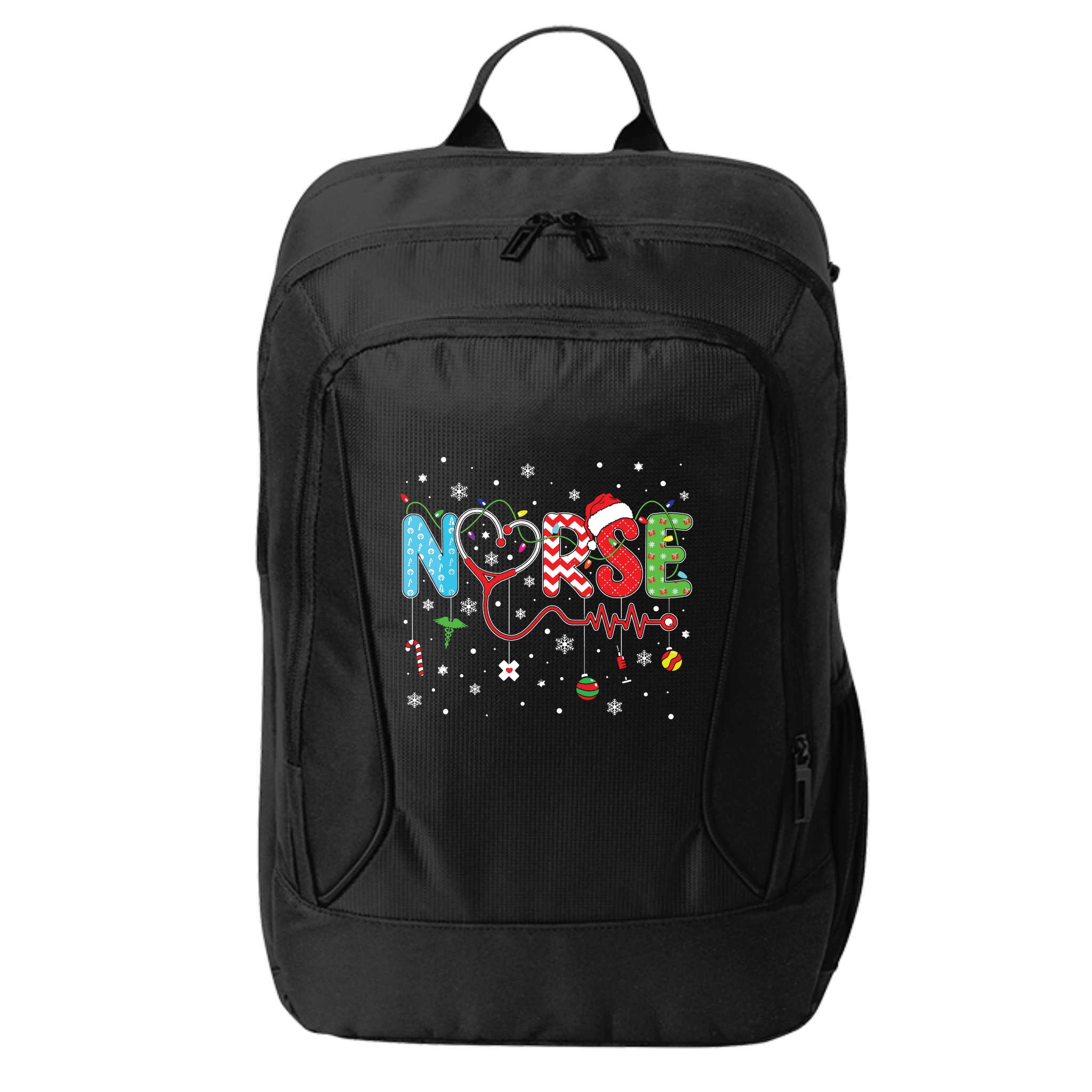 Merry Christmas Nurse Xmas Scrub Nurse Christmas Pattern City Backpack