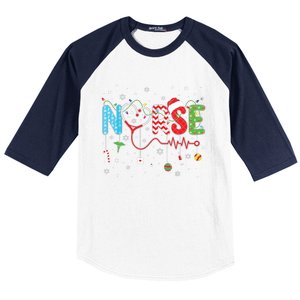 Merry Christmas Nurse Xmas Scrub Nurse Christmas Pattern Baseball Sleeve Shirt