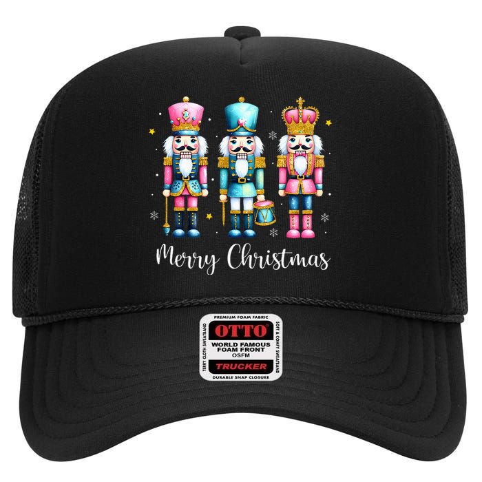 Merry Christmas Nutcracker Ballet Festive Xmas High Crown Mesh Back Trucker Hat