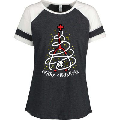 Merry Christmas Nurse Xmas Scrub Top Women Stethoscope Enza Ladies Jersey Colorblock Tee